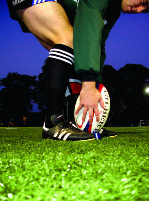 Rugby plays on the artificial grass synthetic turf